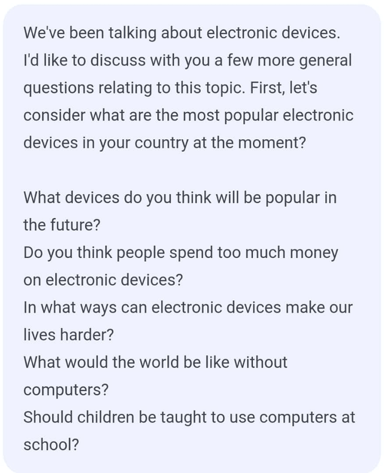 بخش سوم آزمون اسپیکینگ آیلتس